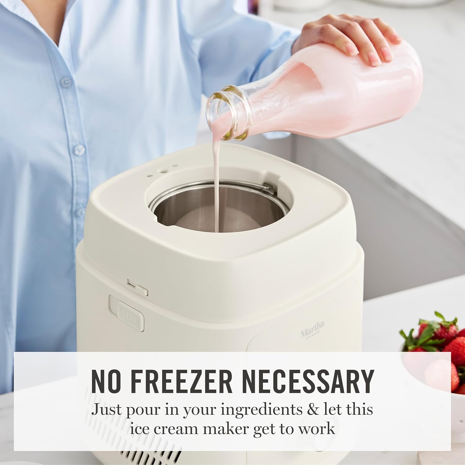 image:imageMartha Stewart Ice Cream Maker Machine 1QT Fully Automatic 3 Modes BlackLinen Cream