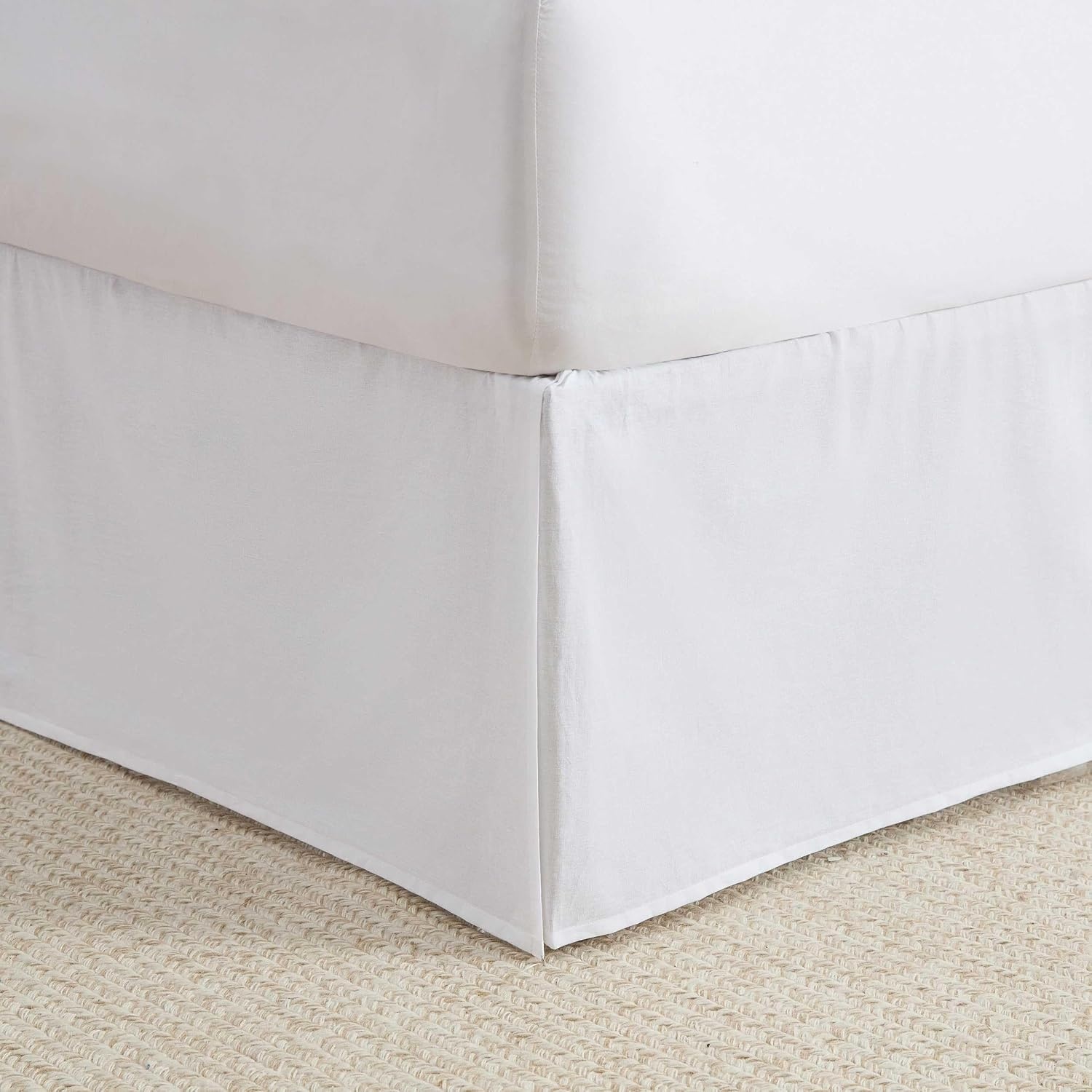 image:imageMartha Stewart Full Size Bed Skirt Cotton Percale Bedding 15Inch DropCharlotte White