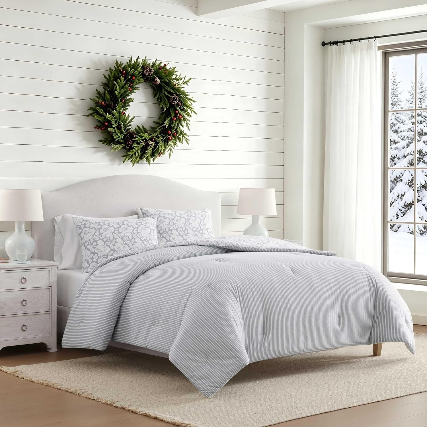 image:imageMartha Stewart Queen Comforter Set with Shams ReversibleCopper Floral Blue
