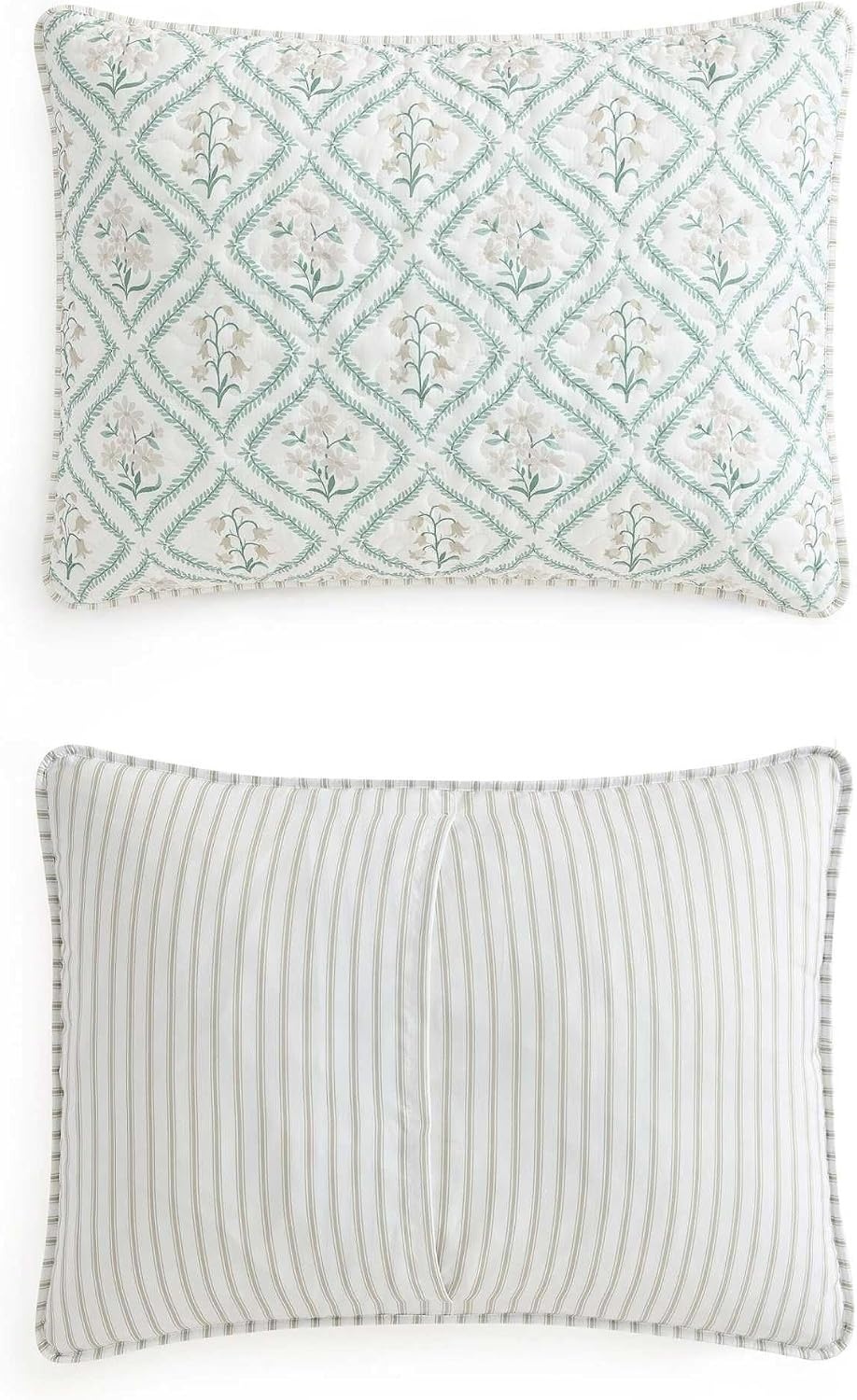 image:imageMartha Stewart Queen Comforter Set with Shams ReversibleCosta Ticking Stripe Green