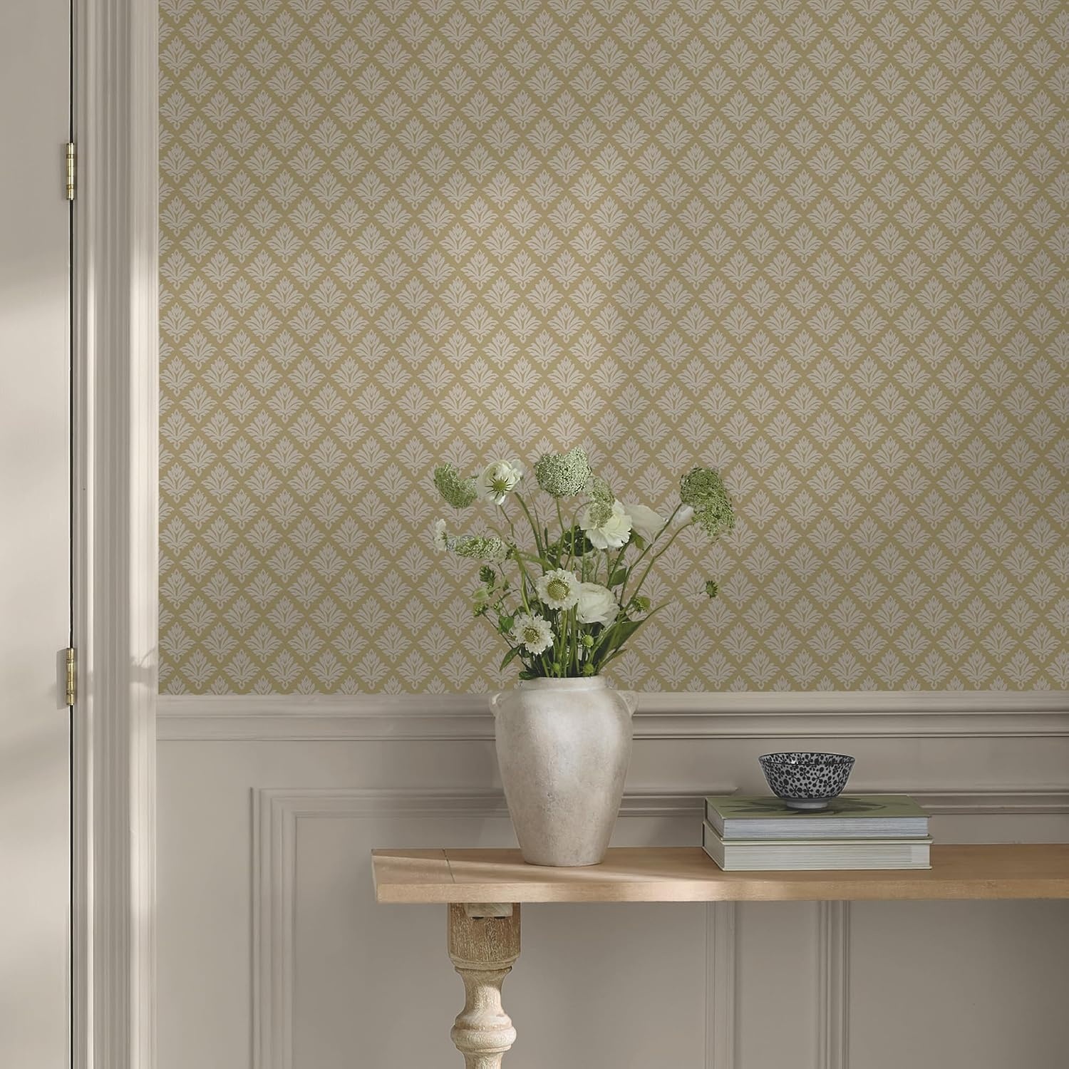 image:imageMartha Stewart Artisan Floral Antique Gold Wallpaper Farmhouse Cottage NonPasted Premium Wallpaper for Walls Kitchen Bedrooms Living Rooms