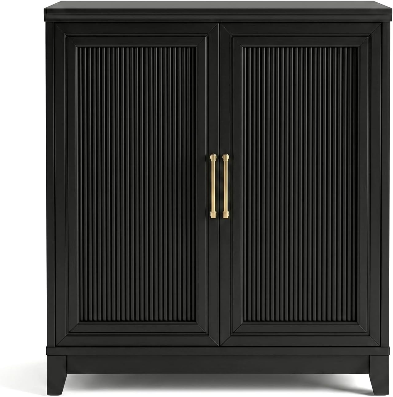 image:imageMartha Stewart Bedford Modular Fluted 3Drawer Base Cabinet BlackBlack FrameGold Hardware