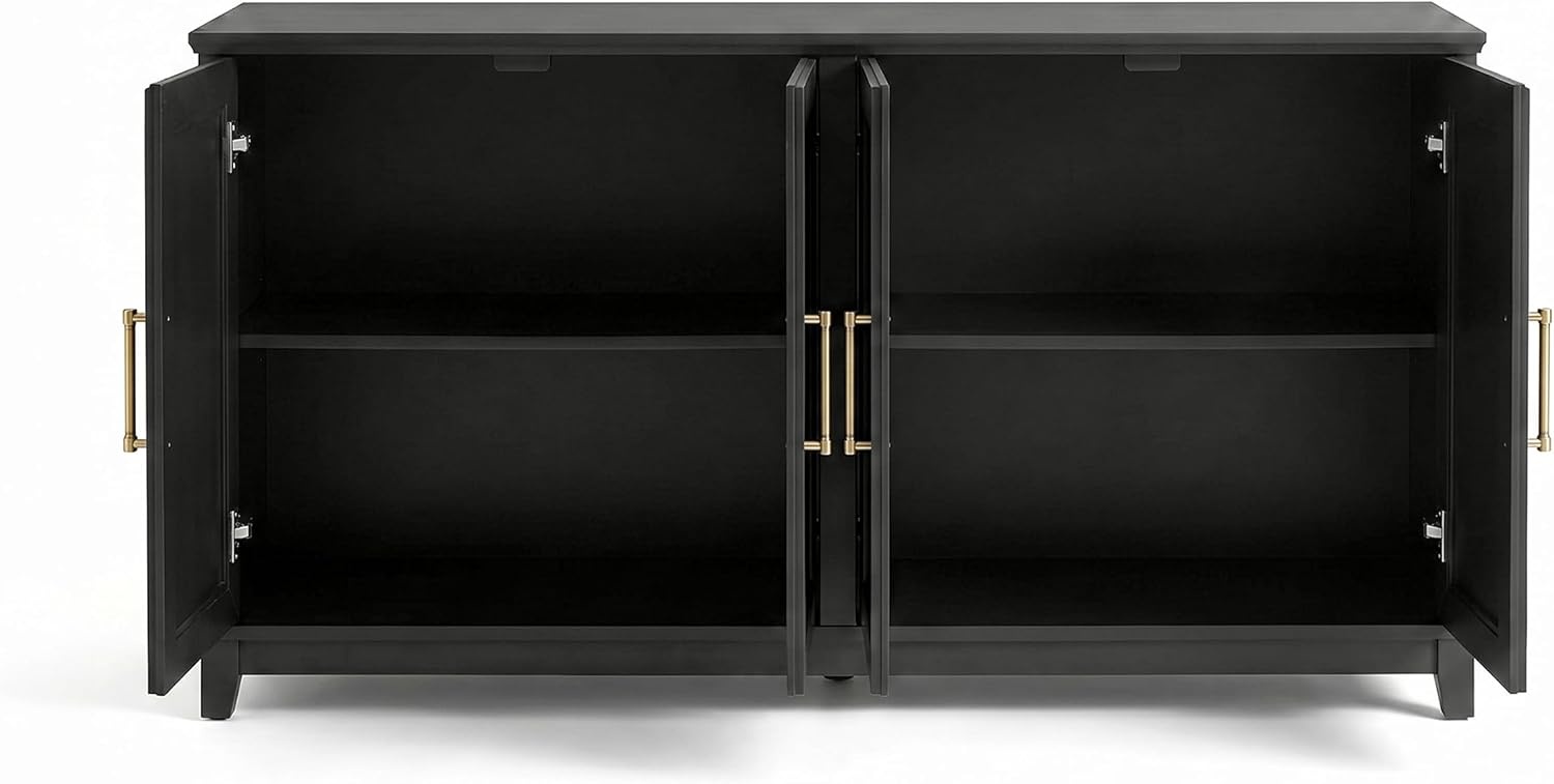 image:imageMartha Stewart Bedford Modular Fluted 3Drawer Base Cabinet BlackBlack FrameGold Hardware