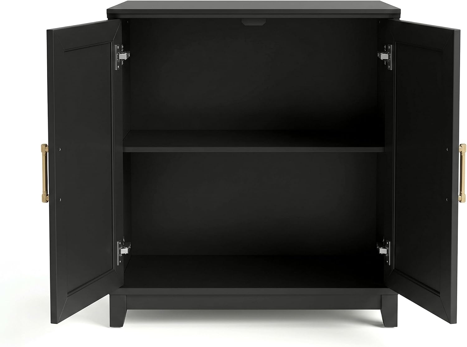 image:imageMartha Stewart Bedford Modular Fluted 3Drawer Base Cabinet BlackBlack FrameGold Hardware