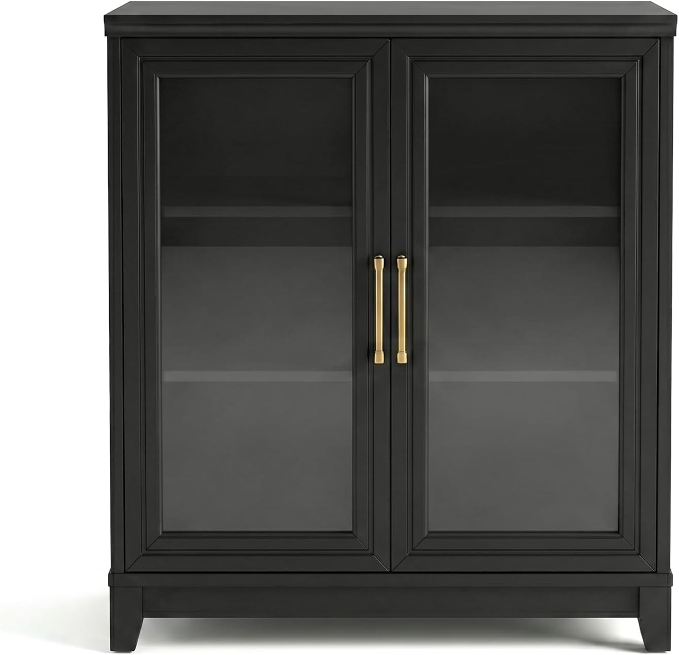 image:imageMartha Stewart Bedford Modular Fluted 3Drawer Base Cabinet BlackBlack FrameGold Hardware