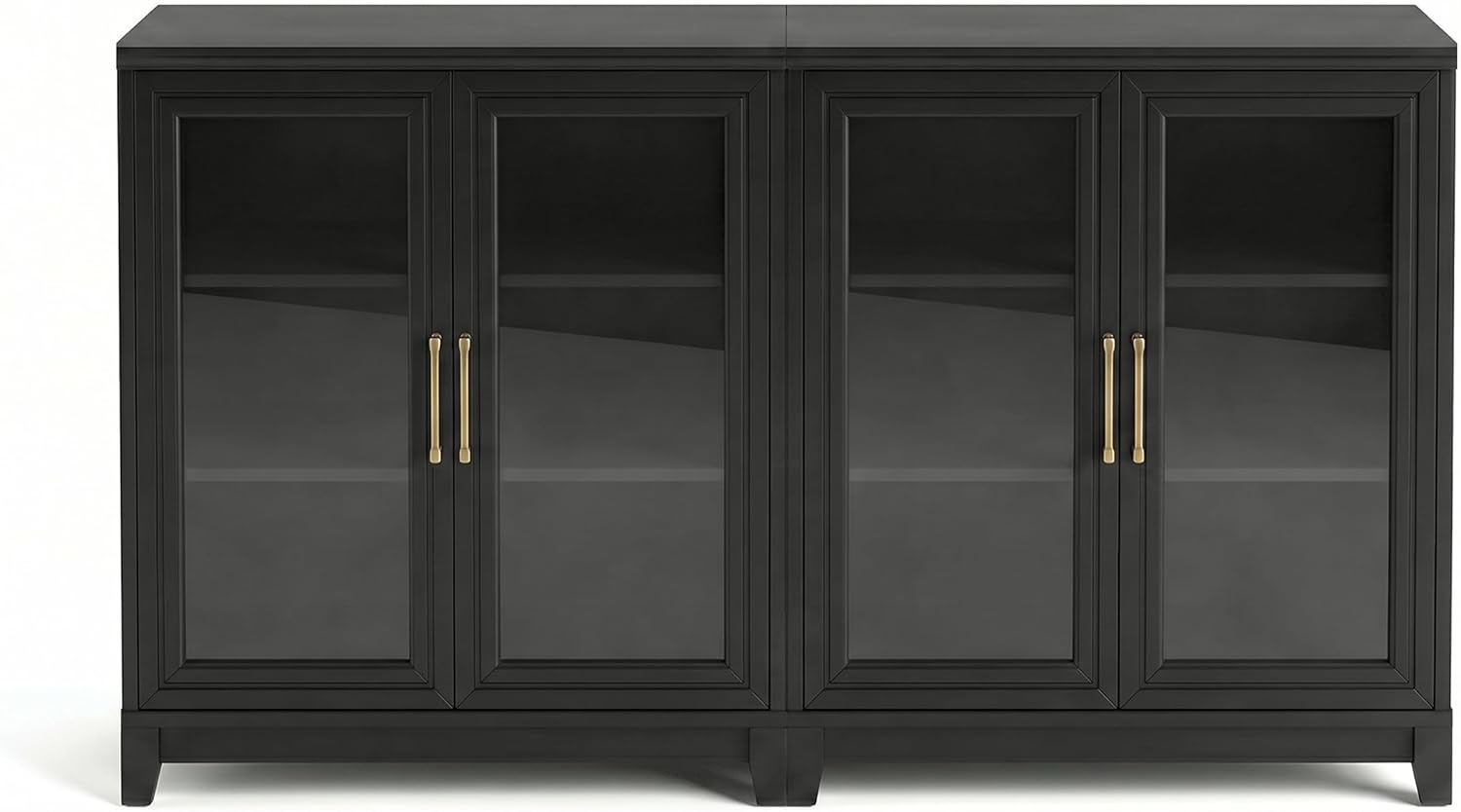 image:imageMartha Stewart Bedford Modular Fluted 3Drawer Base Cabinet BlackBlack FrameGold Hardware