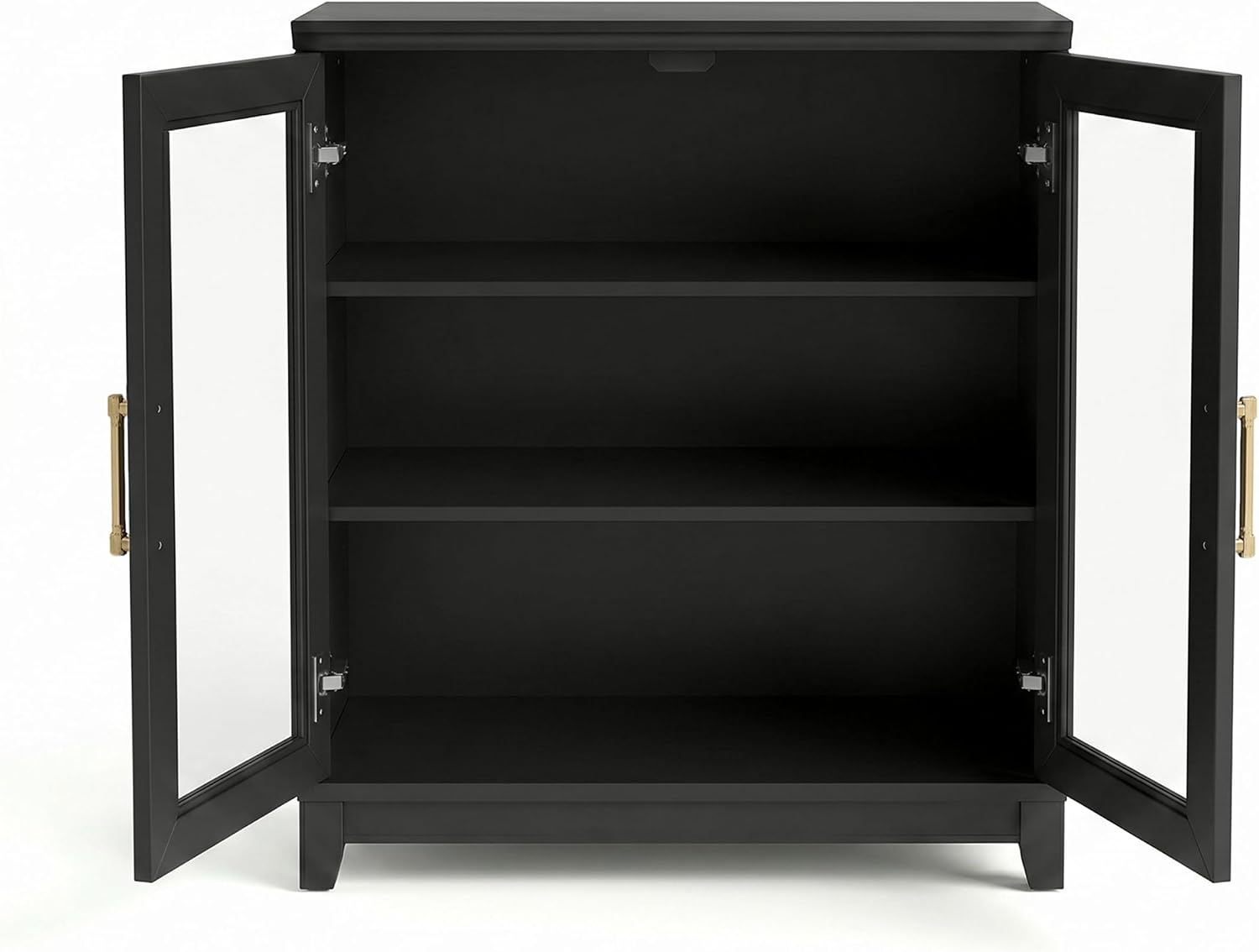 image:imageMartha Stewart Bedford Modular Fluted 3Drawer Base Cabinet BlackBlack FrameGold Hardware