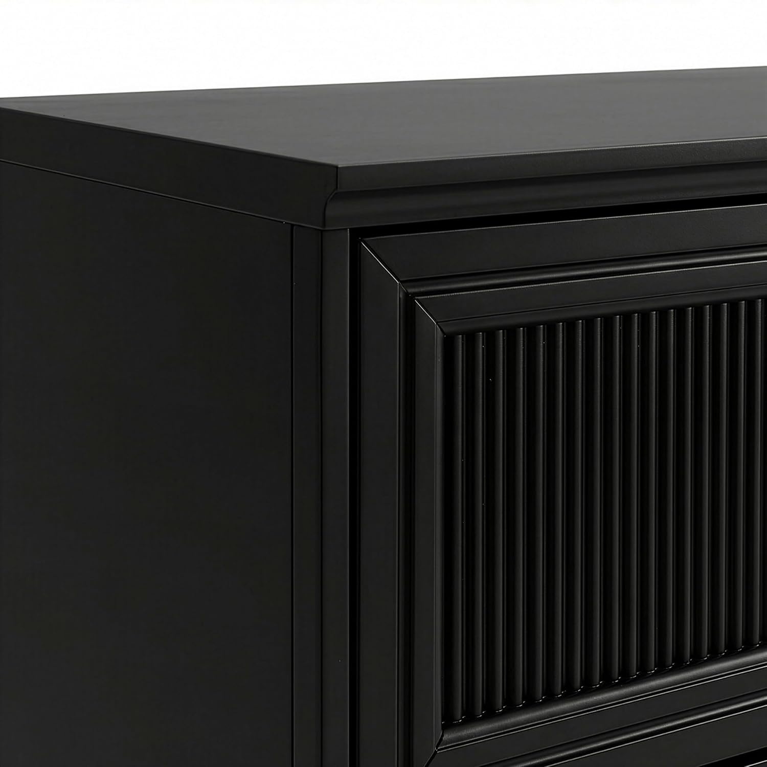 image:imageMartha Stewart Bedford Modular Fluted 3Drawer Base Cabinet BlackBlack FrameGold Hardware