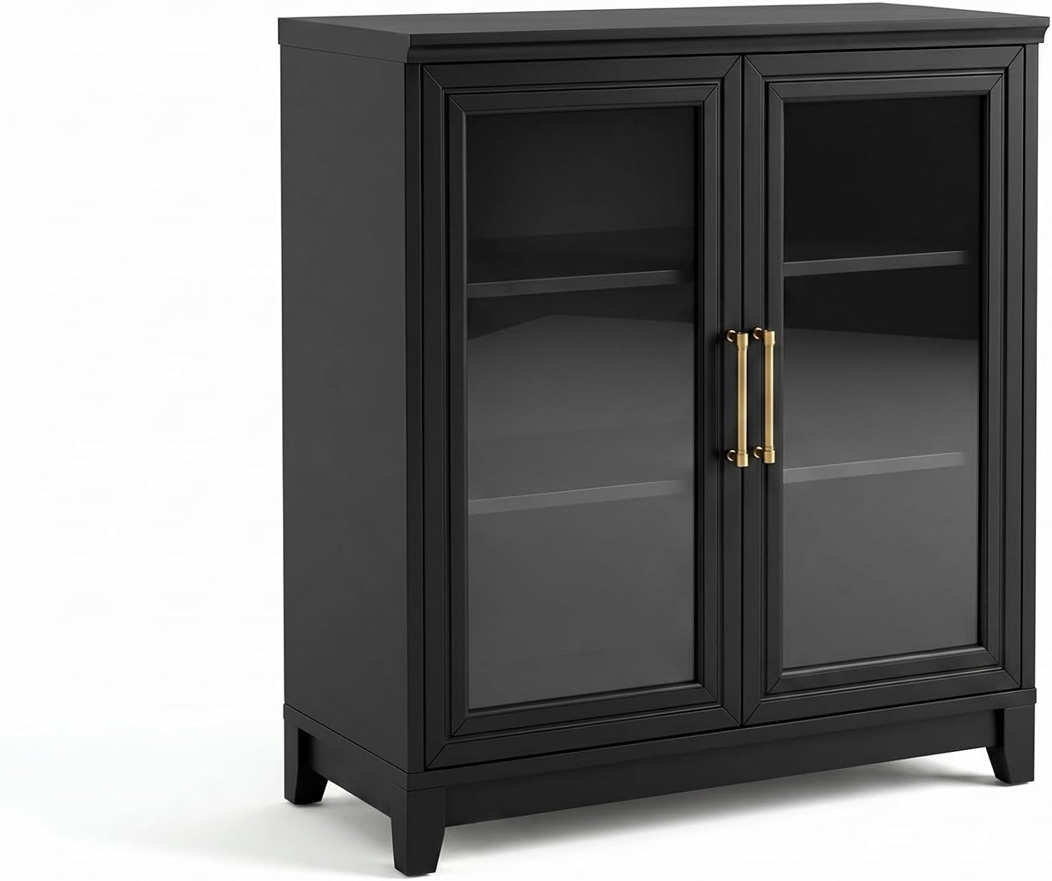 image:imageMartha Stewart Bedford Modular Fluted 3Drawer Base Cabinet BlackBlack FrameGold Hardware