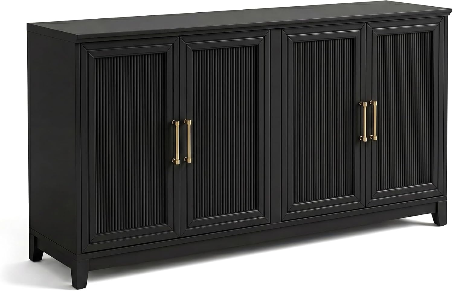 image:imageMartha Stewart Bedford Modular Fluted 3Drawer Base Cabinet BlackBlack FrameGold Hardware
