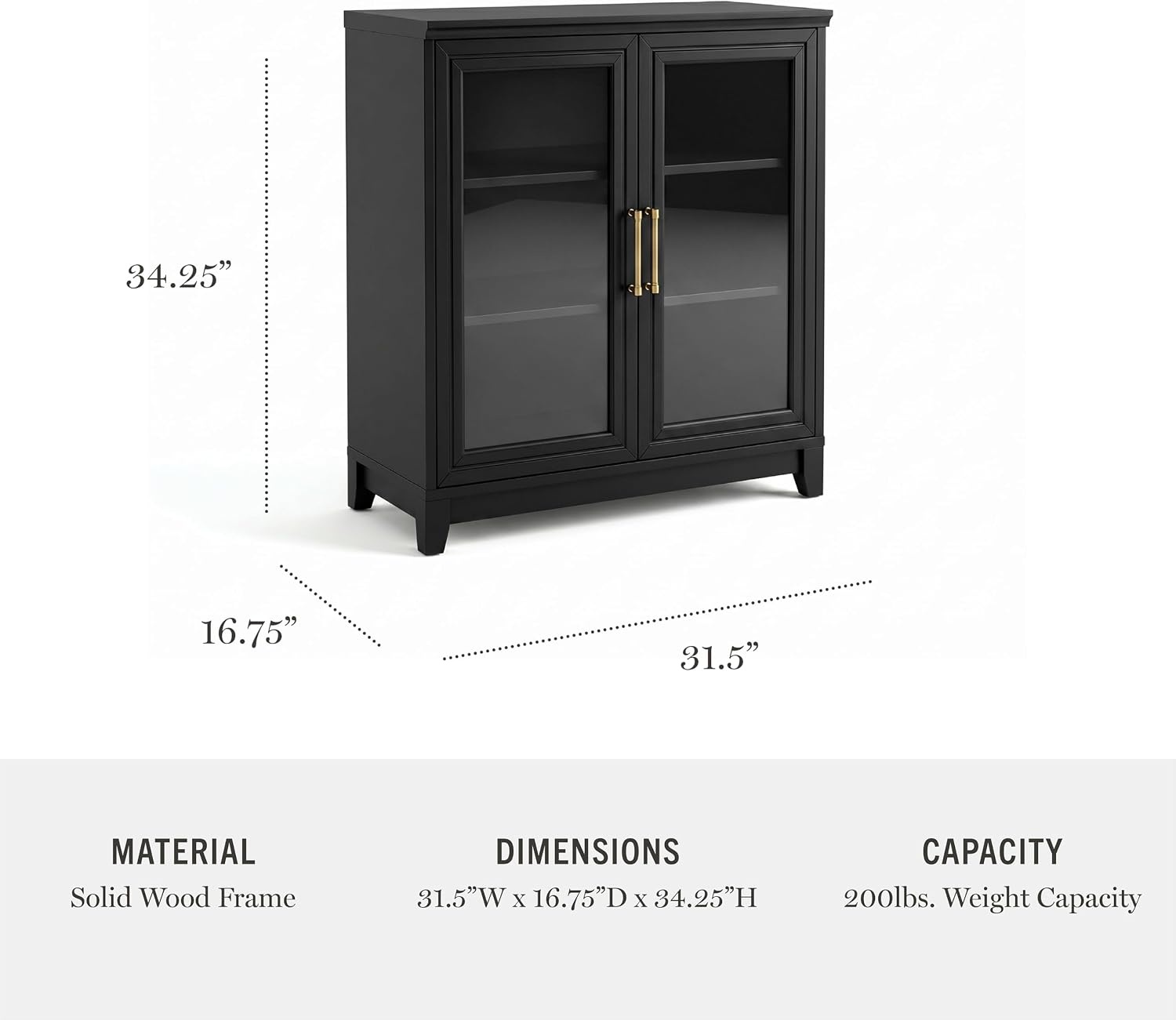 image:imageMartha Stewart Bedford Modular Fluted 3Drawer Base Cabinet BlackBlack FrameGold Hardware
