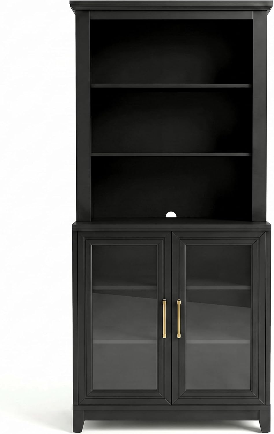 image:imageMartha Stewart Bedford Modular Fluted 3Drawer Base Cabinet BlackBlack FrameGold Hardware