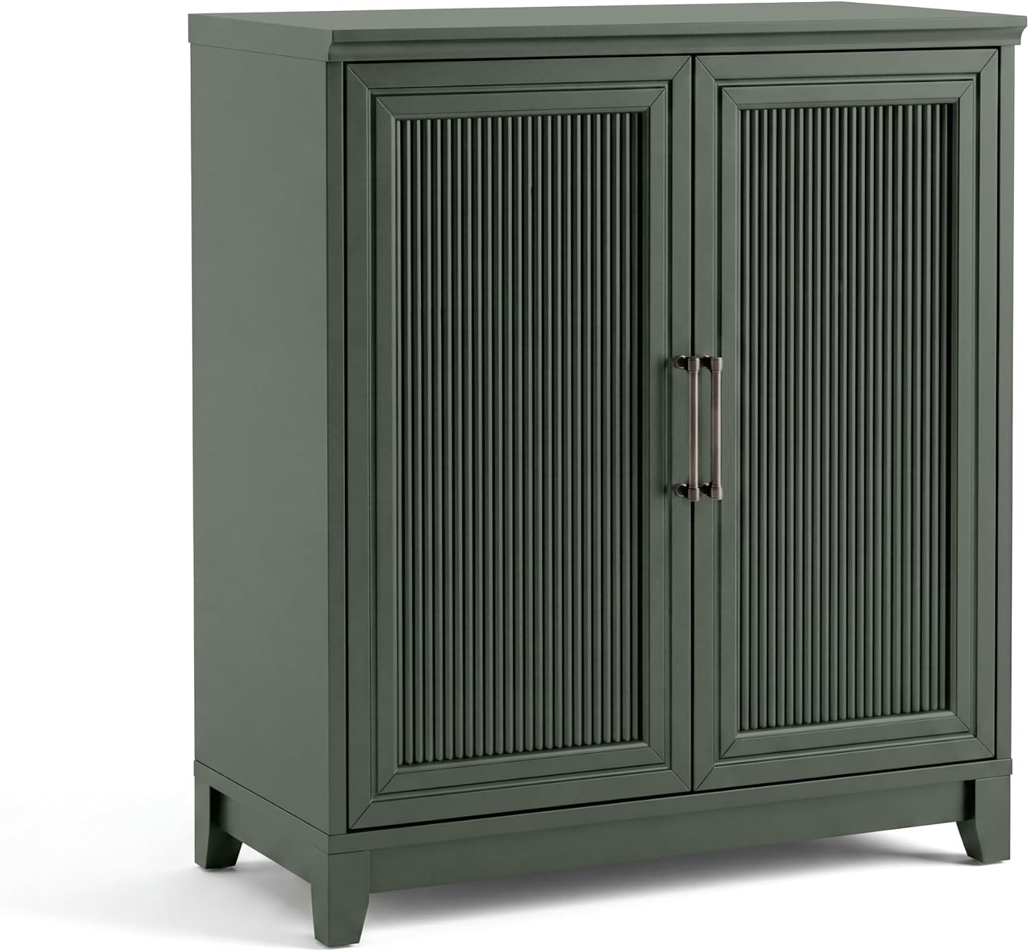 image:imageMartha Stewart Bedford Modular Fluted 3Drawer Base Cabinet BlackFern Green FrameGunmetal Hardware