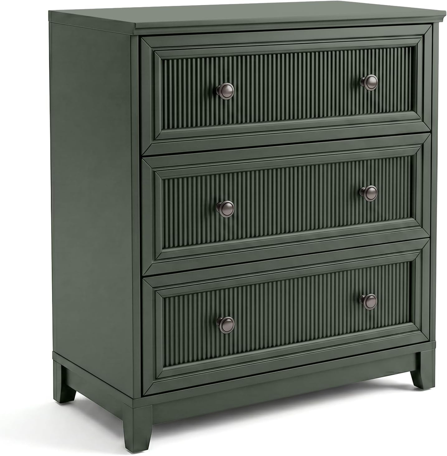 image:imageMartha Stewart Bedford Modular Fluted 3Drawer Base Cabinet BlackFern Green FrameGunmetal Hardware
