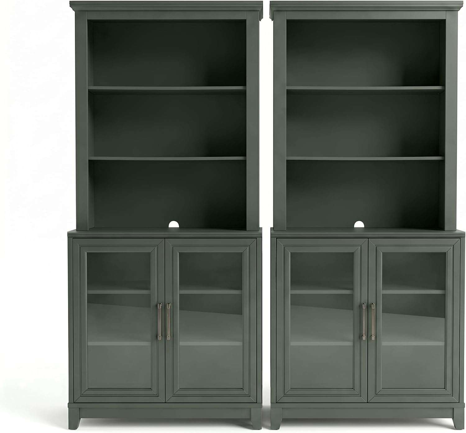 image:imageMartha Stewart Bedford Modular Fluted 3Drawer Base Cabinet BlackFern Green FrameGunmetal Hardware