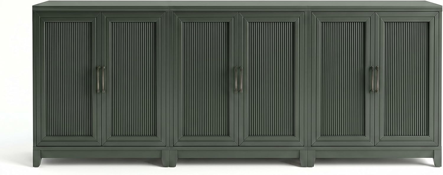 image:imageMartha Stewart Bedford Modular Fluted 3Drawer Base Cabinet BlackFern Green FrameGunmetal Hardware