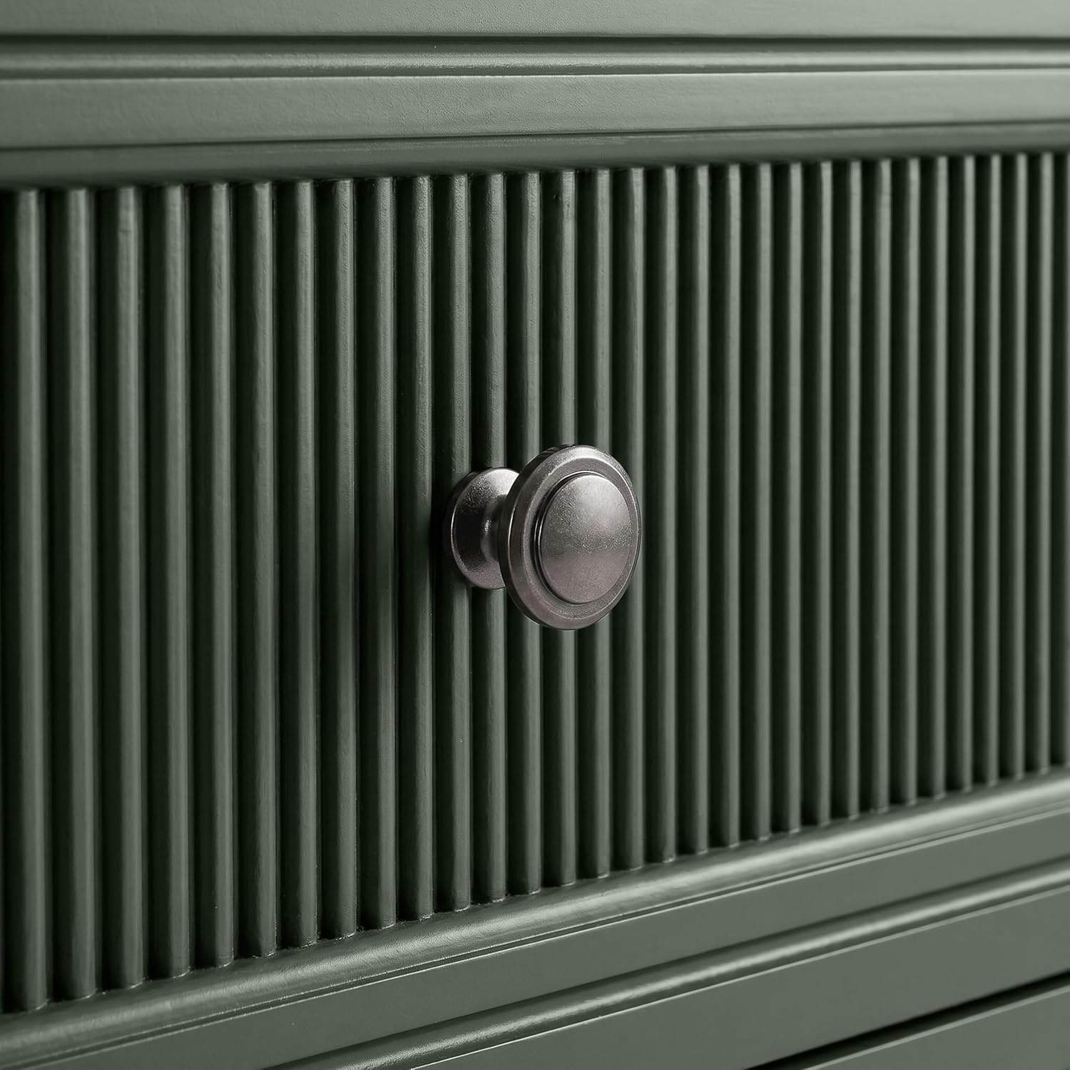 image:imageMartha Stewart Bedford Modular Fluted 3Drawer Base Cabinet BlackFern Green FrameGunmetal Hardware