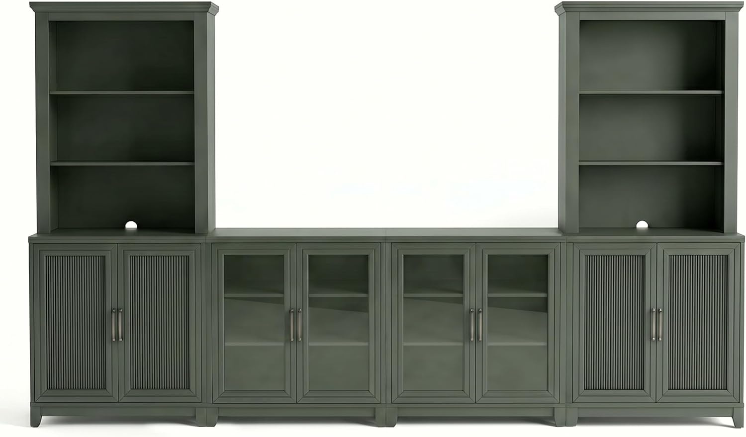image:imageMartha Stewart Bedford Modular Fluted 3Drawer Base Cabinet BlackFern Green FrameGunmetal Hardware