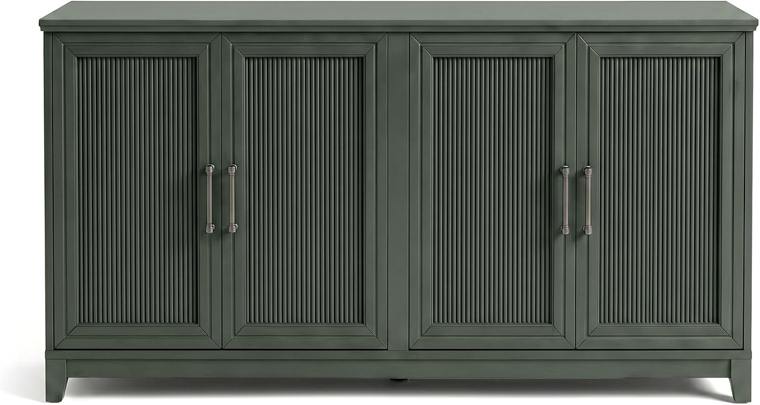 image:imageMartha Stewart Bedford Modular Fluted 3Drawer Base Cabinet BlackFern Green FrameGunmetal Hardware