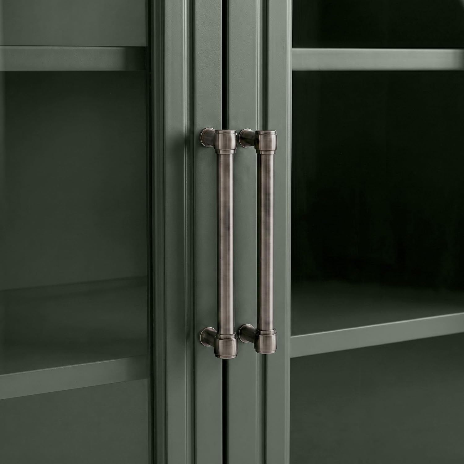 image:imageMartha Stewart Bedford Modular Fluted 3Drawer Base Cabinet BlackFern Green FrameGunmetal Hardware