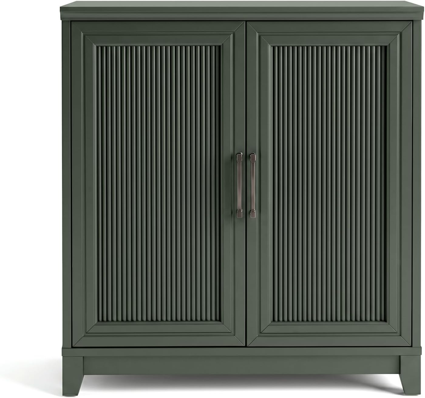 image:imageMartha Stewart Bedford Modular Fluted 3Drawer Base Cabinet BlackFern Green FrameGunmetal Hardware