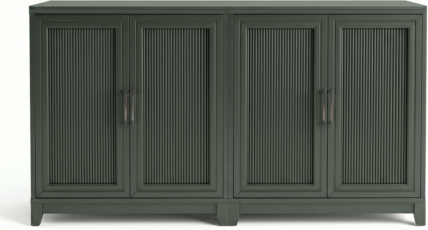 image:imageMartha Stewart Bedford Modular Fluted 3Drawer Base Cabinet BlackFern Green FrameGunmetal Hardware