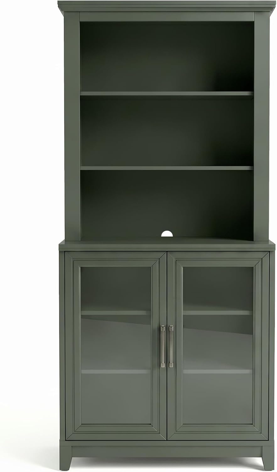 image:imageMartha Stewart Bedford Modular Fluted 3Drawer Base Cabinet BlackFern Green FrameGunmetal Hardware