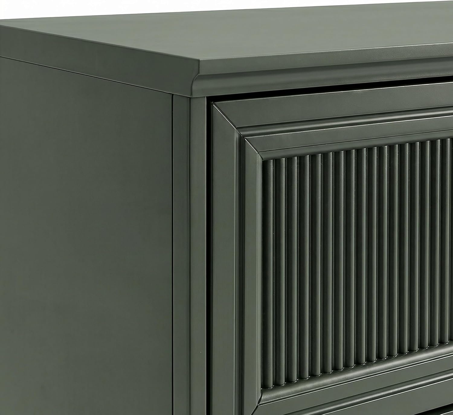 image:imageMartha Stewart Bedford Modular Fluted 3Drawer Base Cabinet BlackFern Green FrameGunmetal Hardware