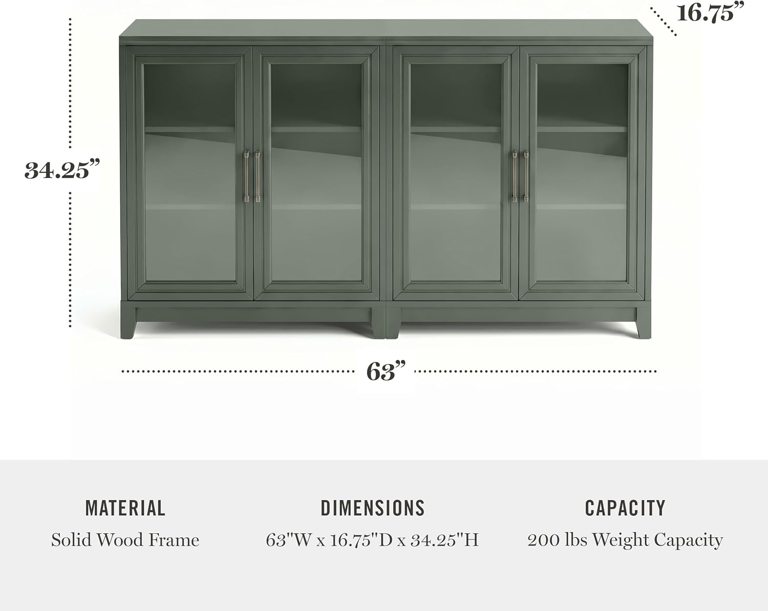 image:imageMartha Stewart Bedford Modular Fluted 3Drawer Base Cabinet BlackFern Green FrameGunmetal Hardware