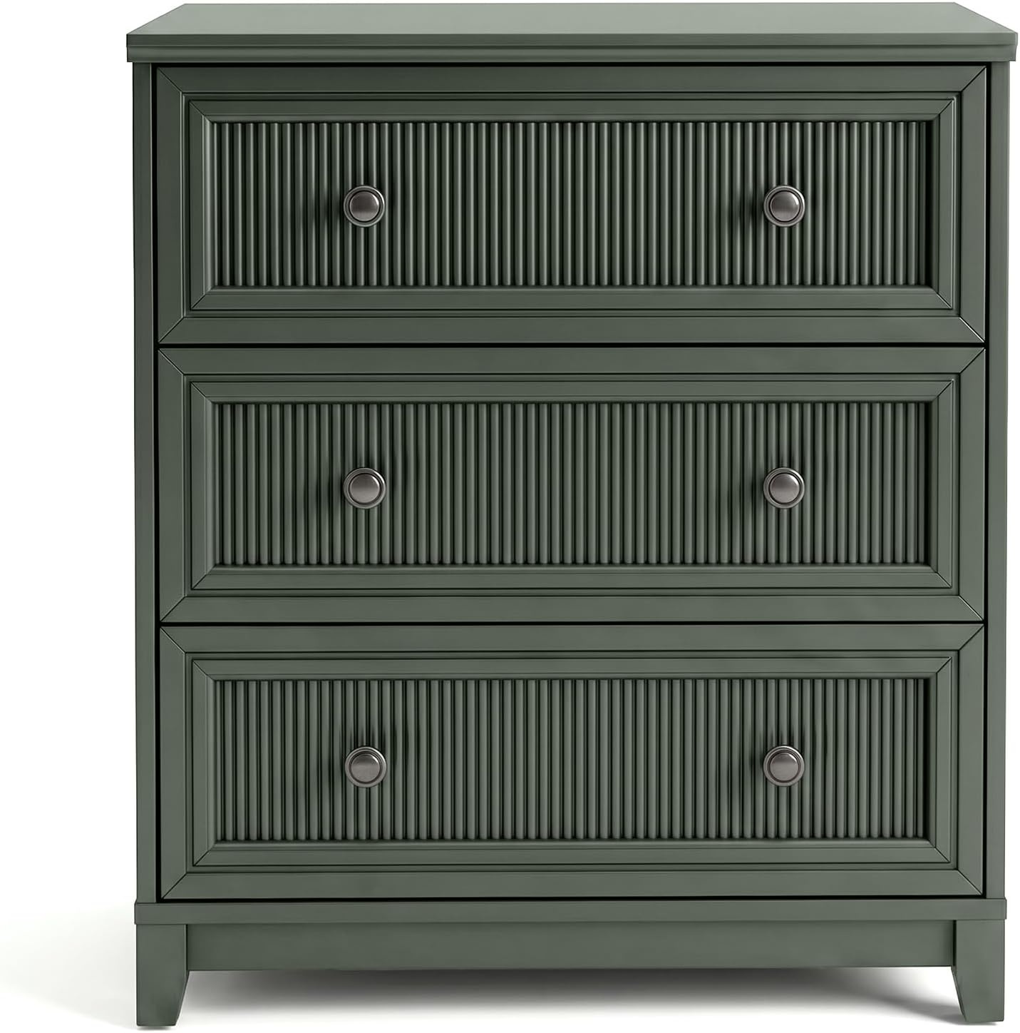 image:imageMartha Stewart Bedford Modular Fluted 3Drawer Base Cabinet BlackFern Green FrameGunmetal Hardware