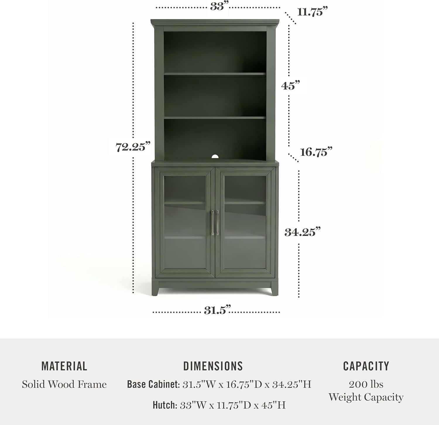 image:imageMartha Stewart Bedford Modular Fluted 3Drawer Base Cabinet BlackFern Green FrameGunmetal Hardware