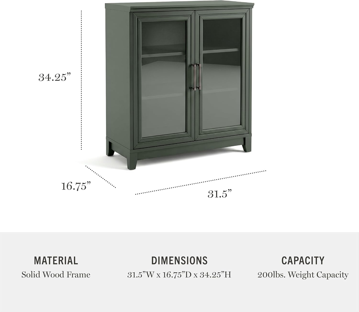 image:imageMartha Stewart Bedford Modular Fluted 3Drawer Base Cabinet BlackFern Green FrameGunmetal Hardware