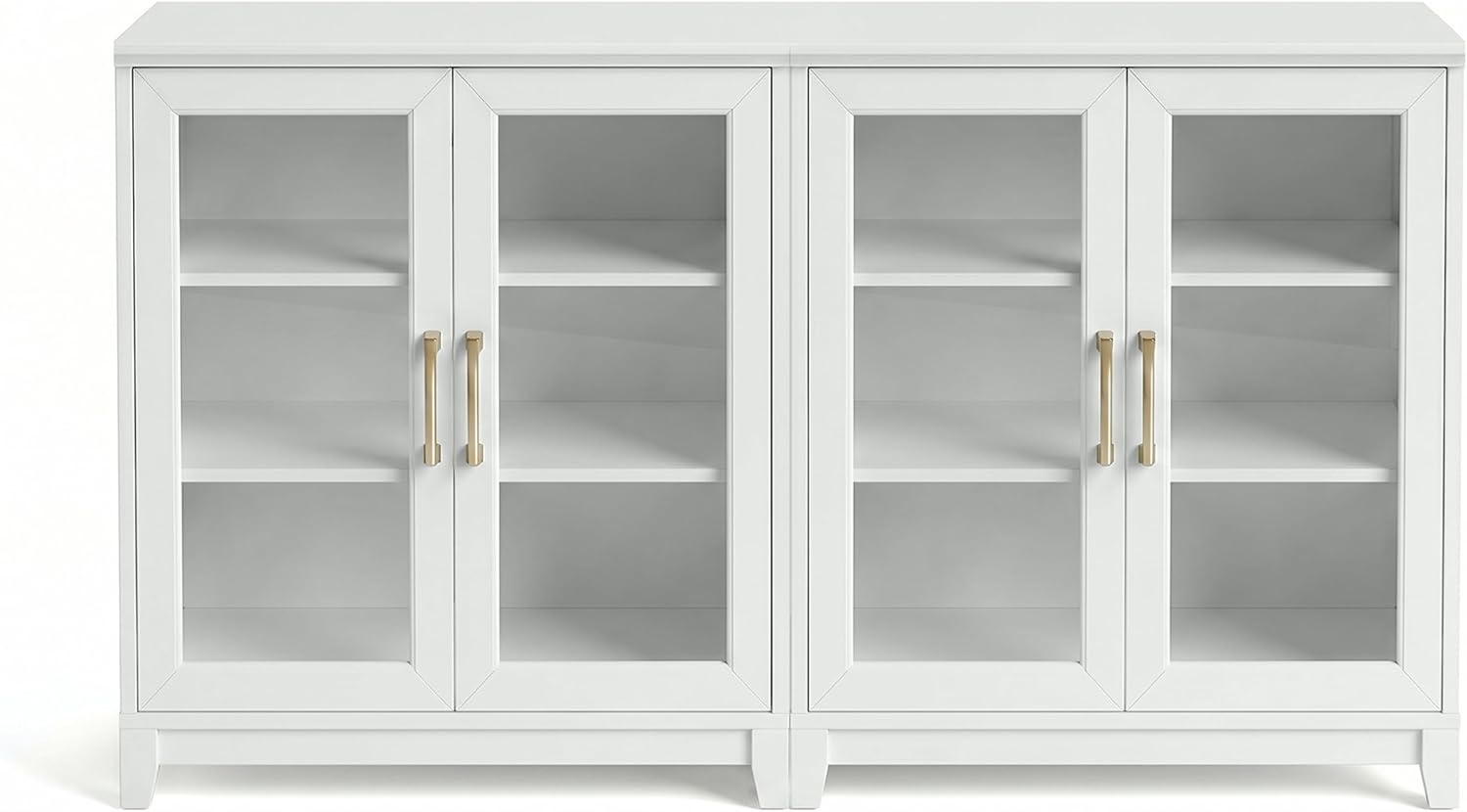 image:imageMartha Stewart Bedford Modular Shaker Glass Door Cabinet Bedford GrayWhite FrameGold Hardware