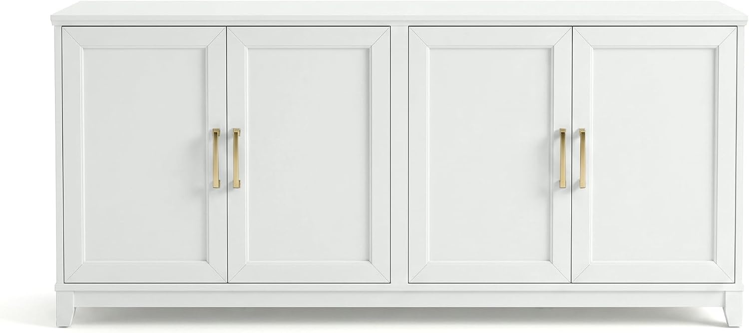 image:imageMartha Stewart Bedford Modular Shaker Glass Door Cabinet Bedford GrayWhite FrameGold Hardware