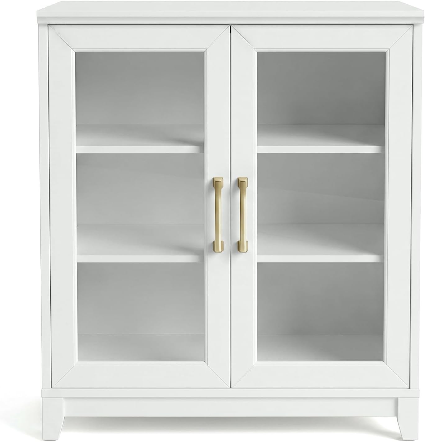 image:imageMartha Stewart Bedford Modular Shaker Glass Door Cabinet Bedford GrayWhite FrameGold Hardware