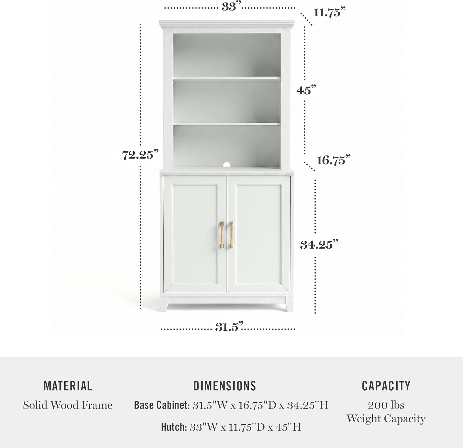 image:imageMartha Stewart Bedford Modular Shaker Glass Door Cabinet Bedford GrayWhite FrameGold Hardware