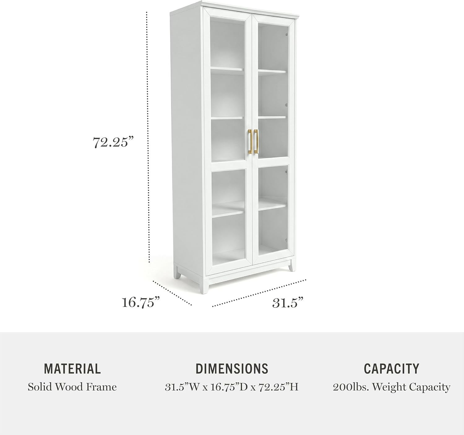 image:imageMartha Stewart Bedford Modular Shaker Glass Door Cabinet Bedford GrayWhite FrameGold Hardware