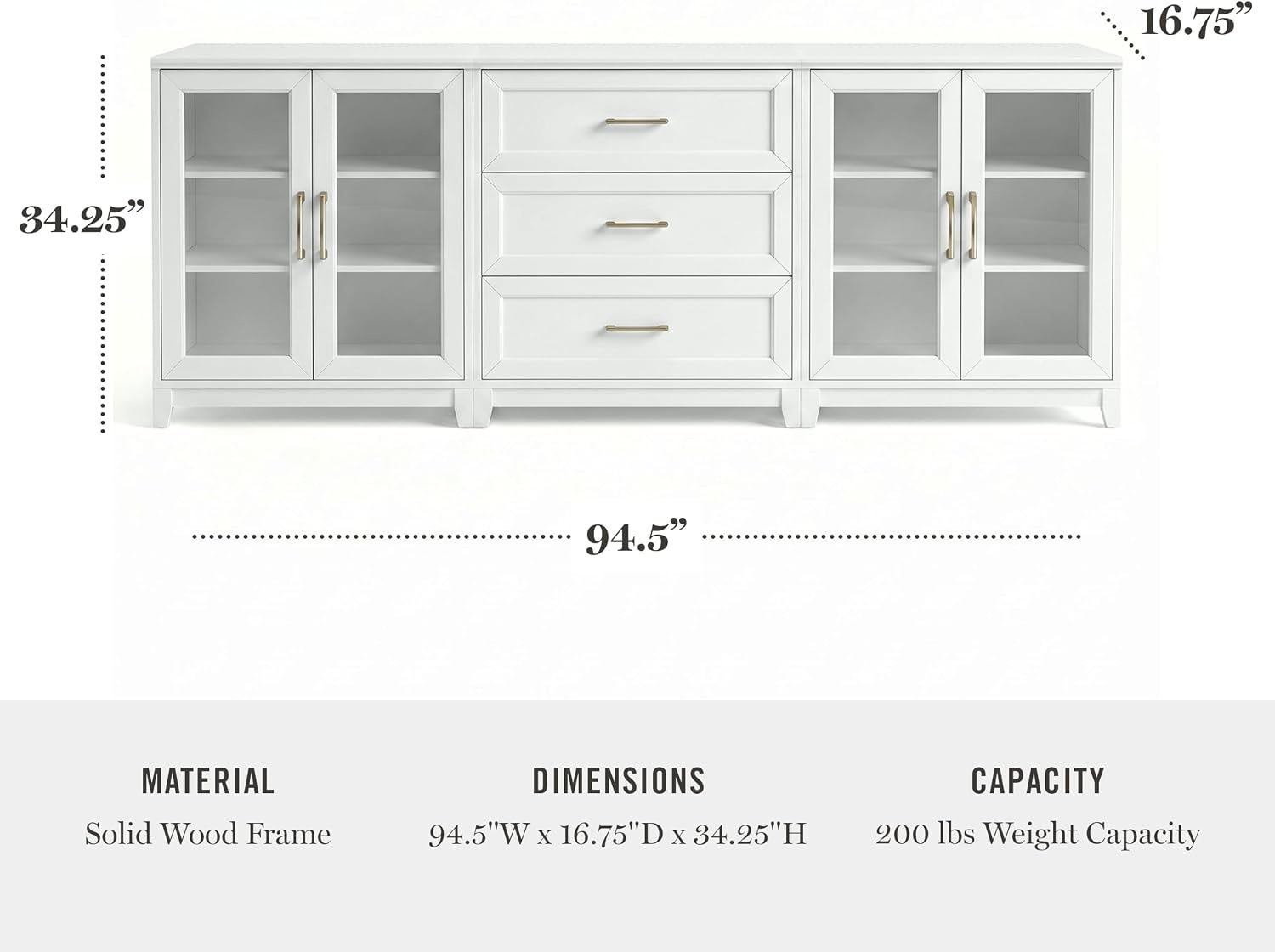image:imageMartha Stewart Bedford Modular Shaker Glass Door Cabinet Bedford GrayWhite FrameGold Hardware