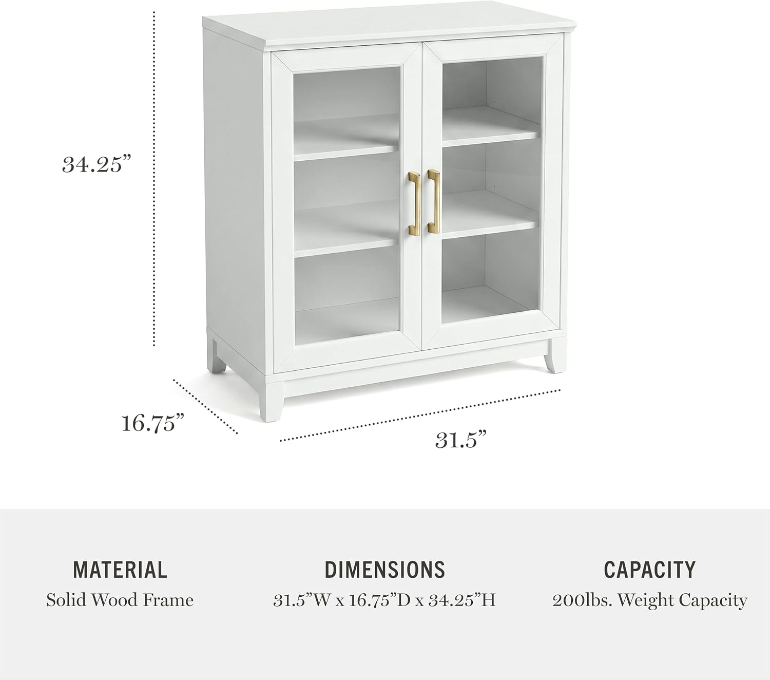 image:imageMartha Stewart Bedford Modular Shaker Glass Door Cabinet Bedford GrayWhite FrameGold Hardware