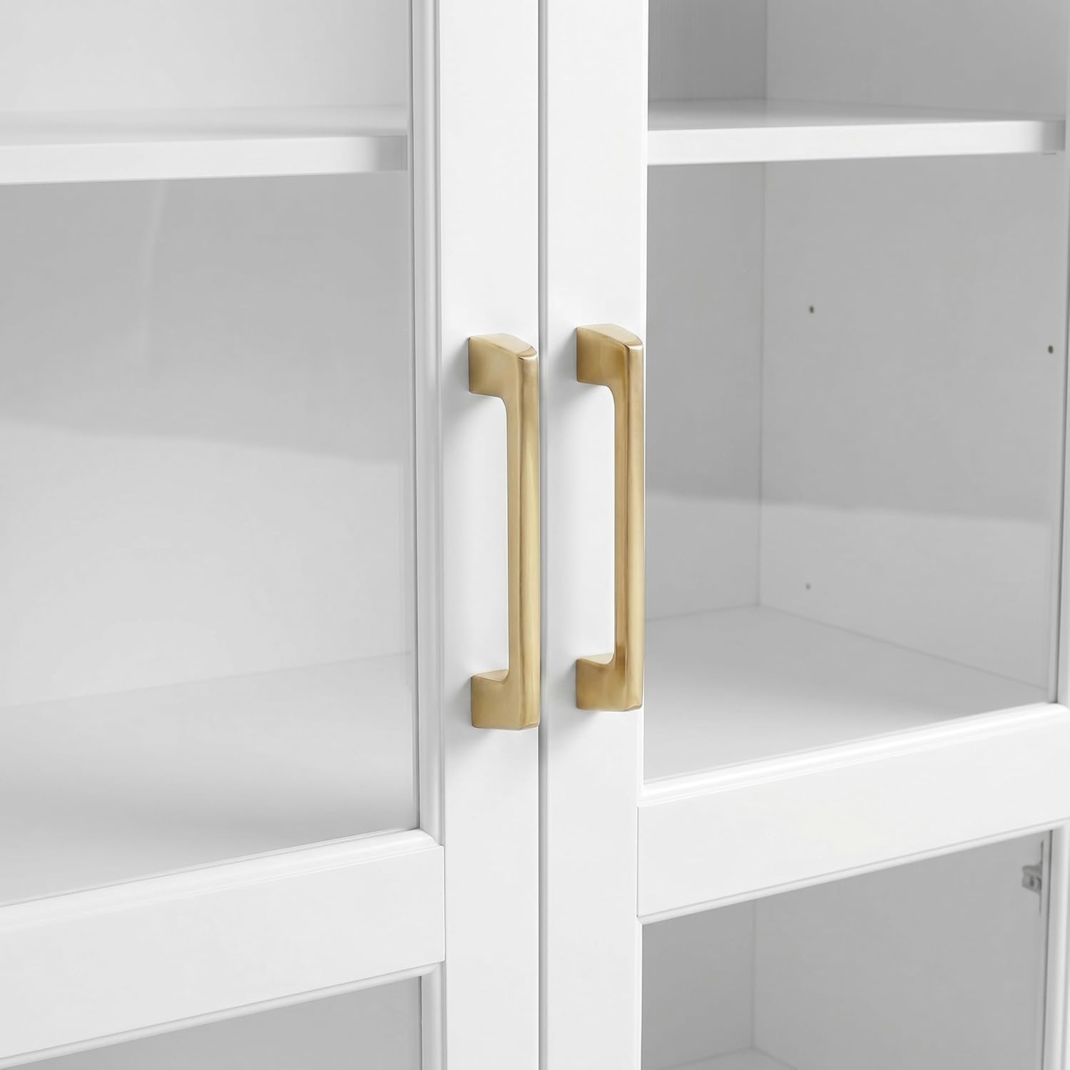 image:imageMartha Stewart Bedford Modular Shaker Glass Door Cabinet Bedford GrayWhite FrameGold Hardware
