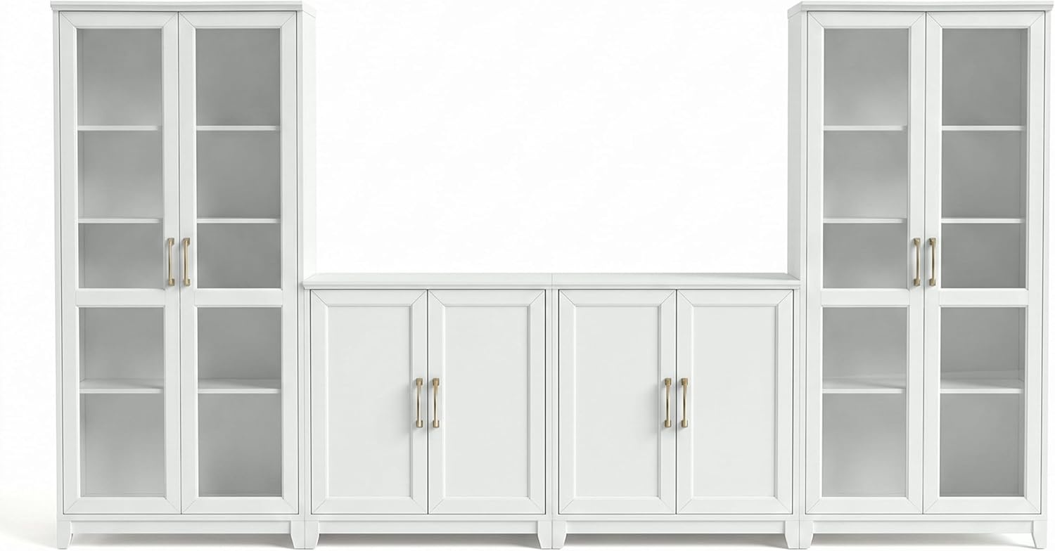 image:imageMartha Stewart Bedford Modular Shaker Glass Door Cabinet Bedford GrayWhite FrameGold Hardware