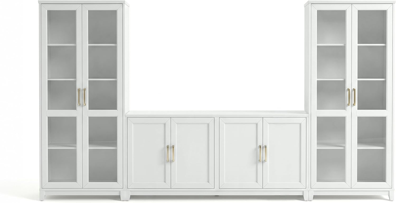 image:imageMartha Stewart Bedford Modular Shaker Glass Door Cabinet Bedford GrayWhite FrameGold Hardware