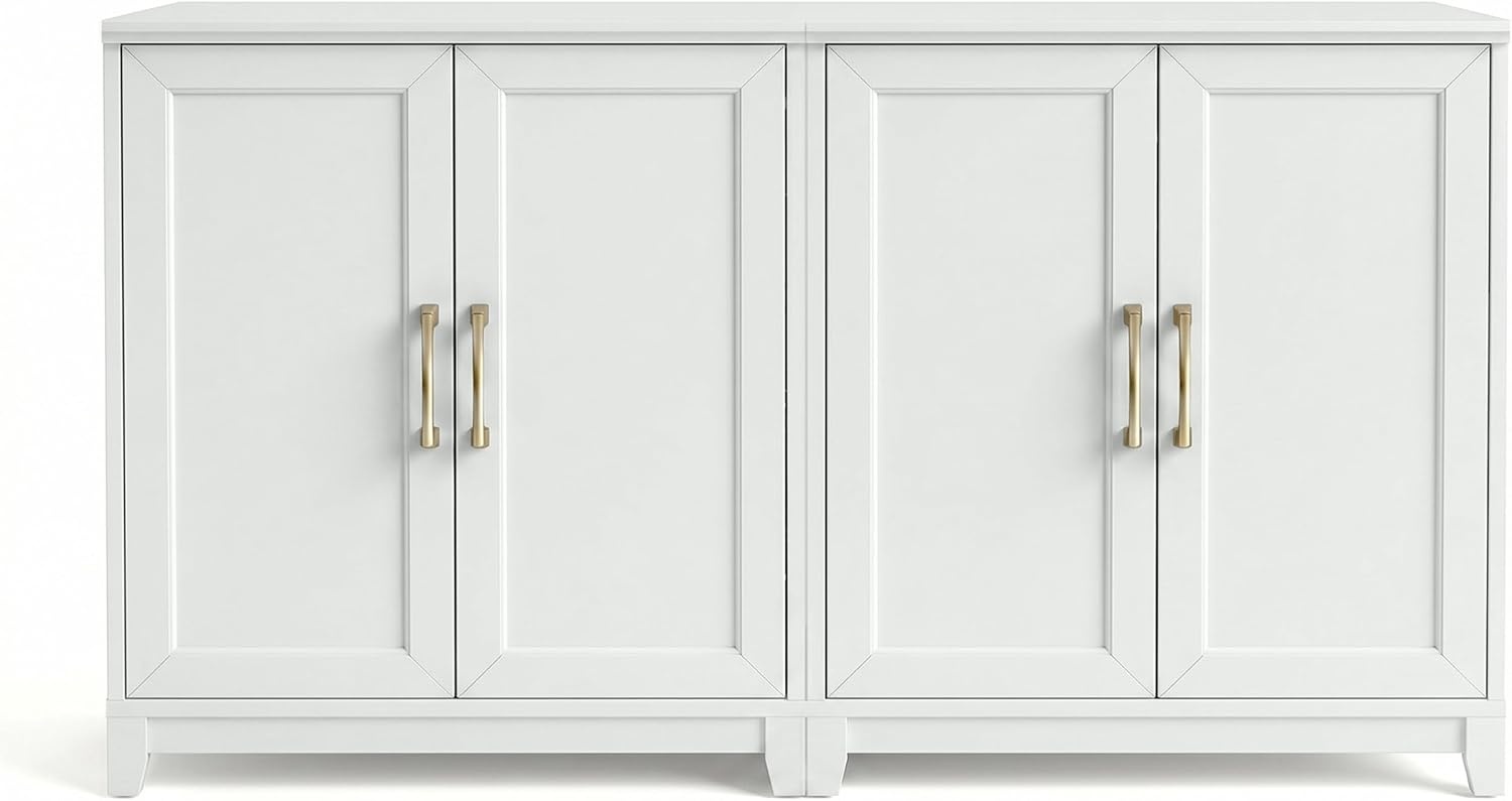 image:imageMartha Stewart Bedford Modular Shaker Glass Door Cabinet Bedford GrayWhite FrameGold Hardware