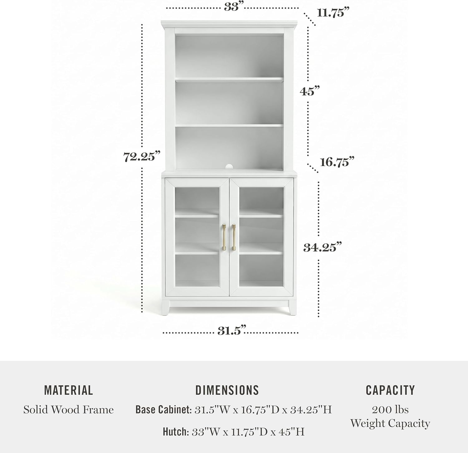 image:imageMartha Stewart Bedford Modular Shaker Glass Door Cabinet Bedford GrayWhite FrameGold Hardware