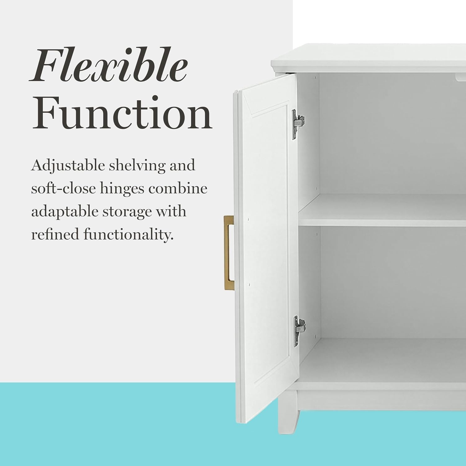 image:imageMartha Stewart Bedford Modular Shaker Glass Door Cabinet Bedford GrayWhite FrameGold Hardware