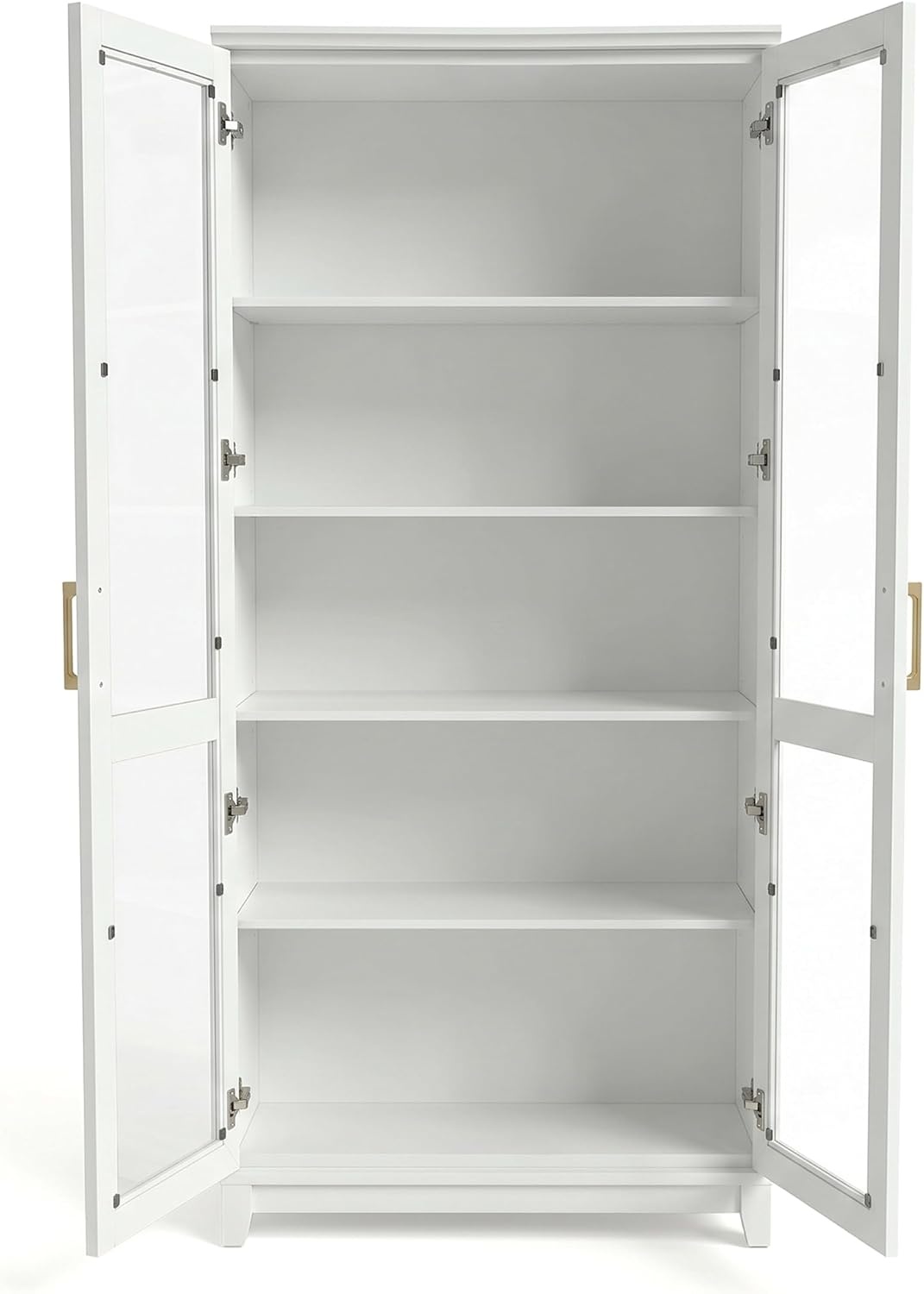 image:imageMartha Stewart Bedford Modular Shaker Glass Door Cabinet Bedford GrayWhite FrameGold Hardware