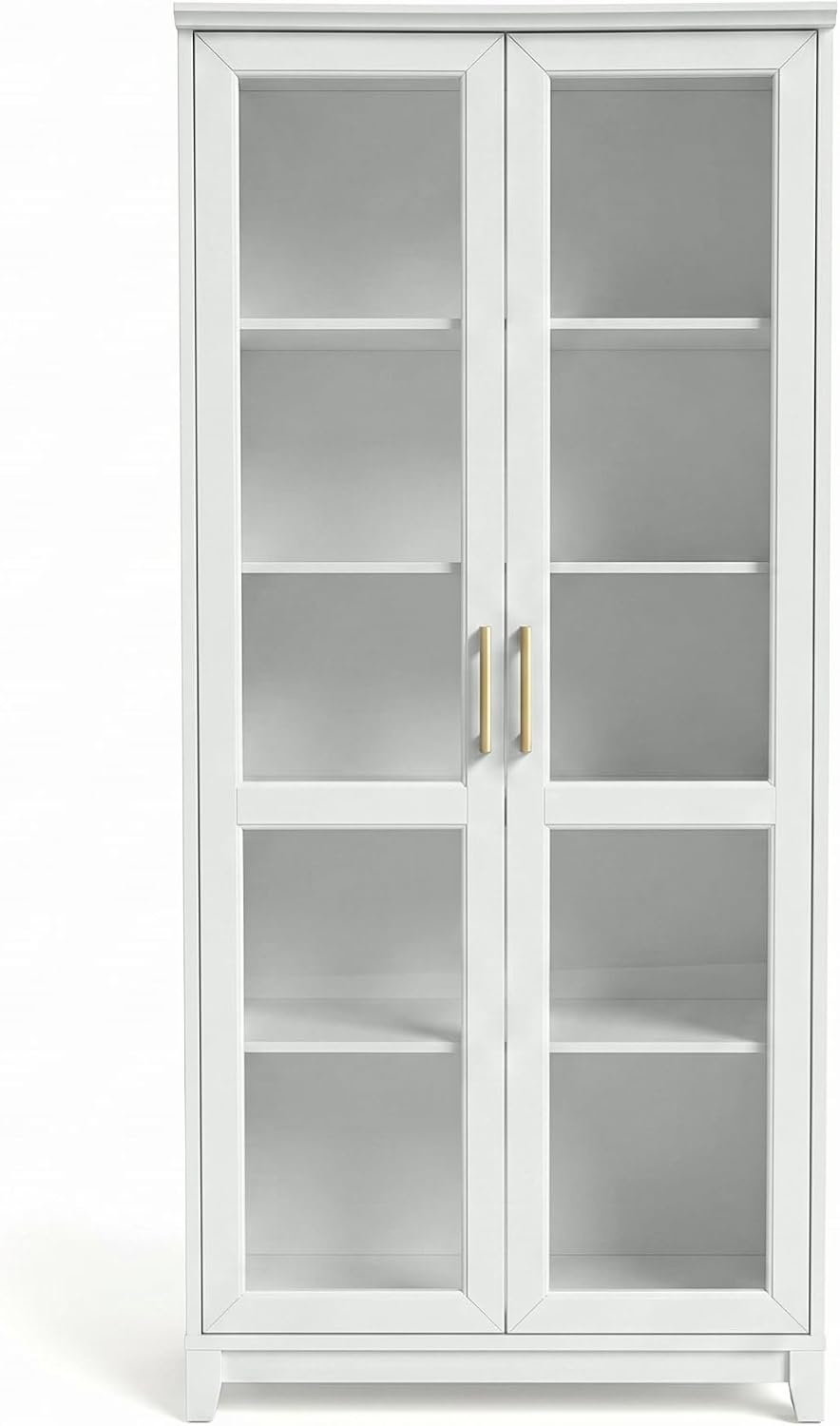 image:imageMartha Stewart Bedford Modular Shaker Glass Door Cabinet Bedford GrayWhite FrameGold Hardware