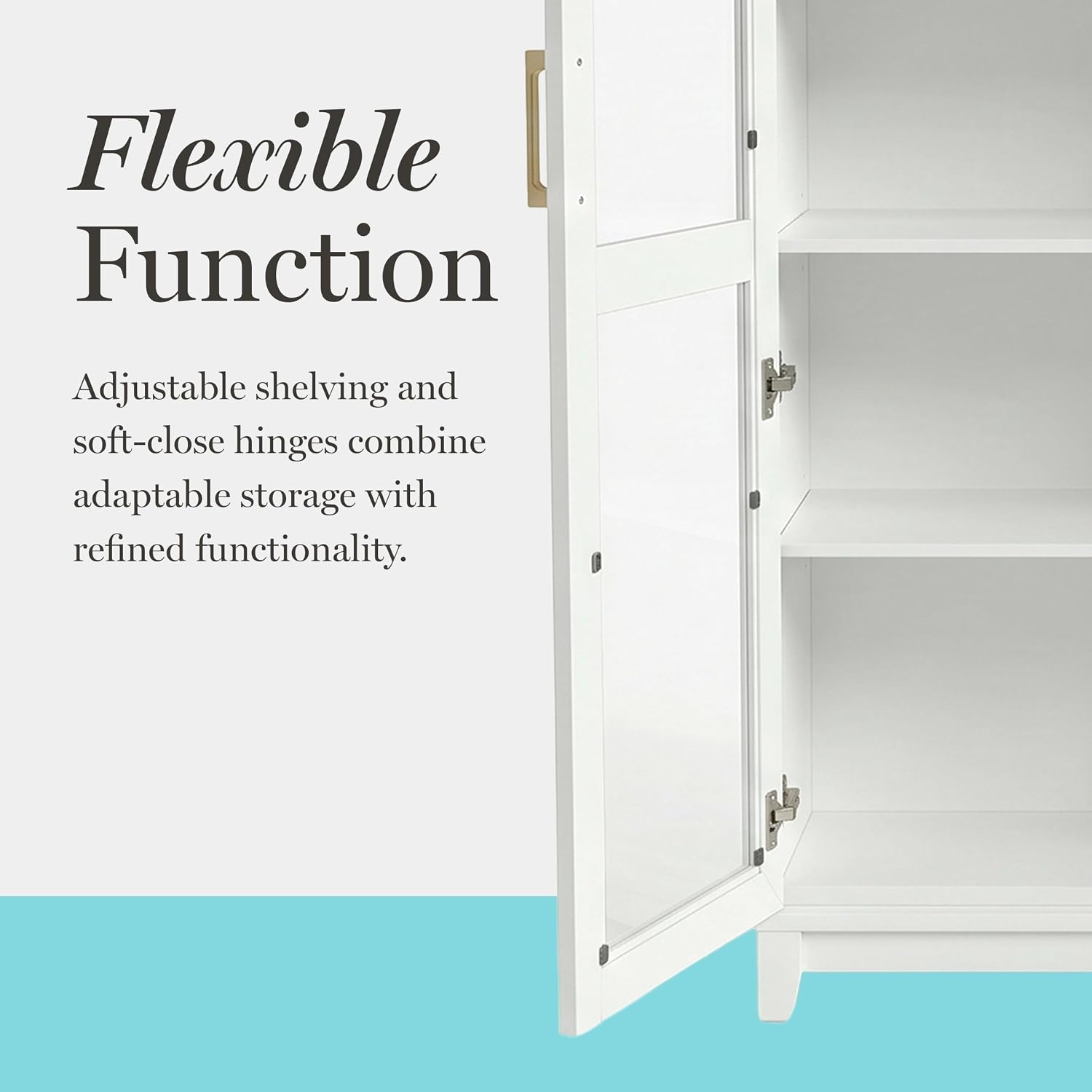 image:imageMartha Stewart Bedford Modular Shaker Glass Door Cabinet Bedford GrayWhite FrameGold Hardware