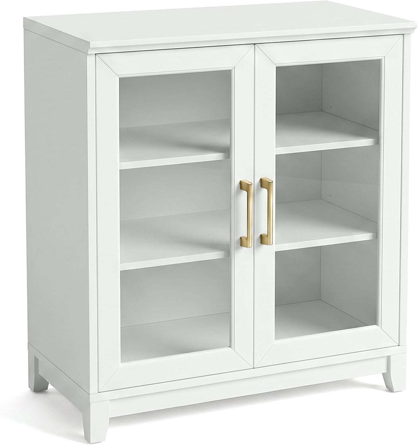 image:imageMartha Stewart Bedford Modular Shaker Glass Door Cabinet Bedford GrayWhite FrameGold Hardware