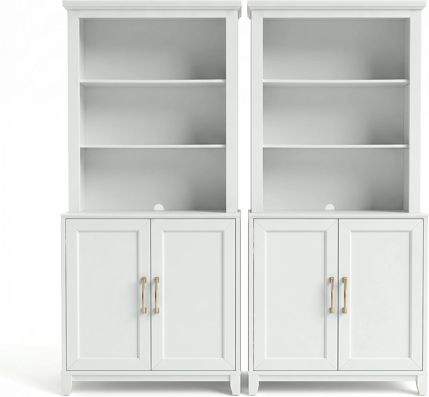image:imageMartha Stewart Bedford Modular Shaker Glass Door Cabinet Bedford GrayWhite FrameGold Hardware